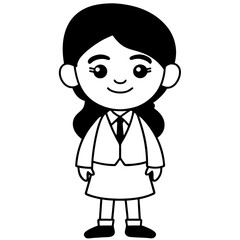 Smiling Indian Teen Girl, 17, in School Uniform - Full Body Vector Illustration