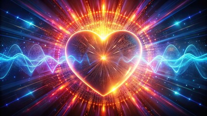 Obraz premium Vibrant, mesmerizing animation of a pulsating heart shines bright with every beat