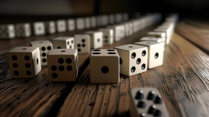 Close-Up of Dice on a Wooden Table