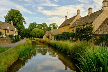 Traditional English stone cottages along the picturesque River E