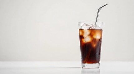 Glass of Iced Coffee with Straw