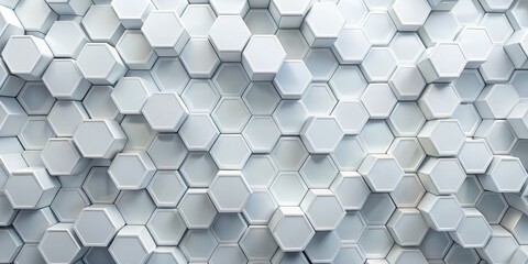 Abstract Hexagon Pattern, 3D Rendered, Geometric Background, White Hexagons, Technology, Architecture, Design