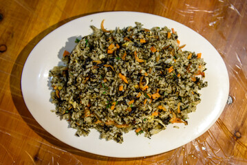 Seaweed seafood fried rice, delicious cuisine in Chaoshan. 

