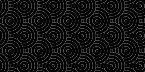 abstract geometric overlapping dark black digital print traditional circle creative ornament repeat textile pattern.