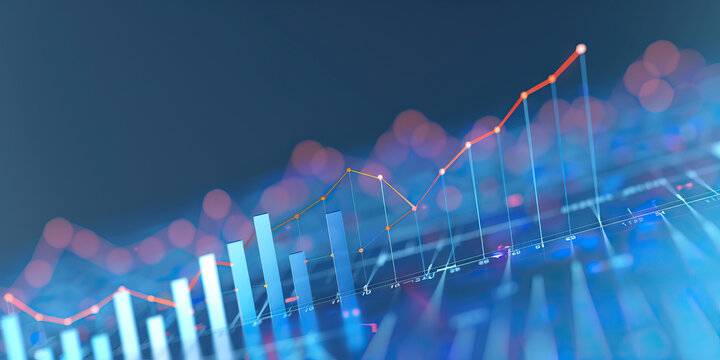 A scatter plot of annual revenue against employee count, set against a cool blue background.