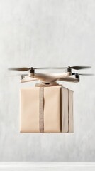Fototapeta premium Drone delivering a holiday gift, futuristic delivery, modern innovation