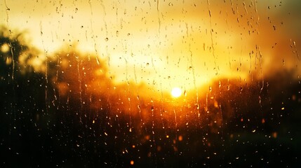blur of rain drop with sunlight background