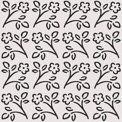 Handdraw flower illustration. Simple contour vector pattern for cosmetics, perfumeries, packaging and postcard.