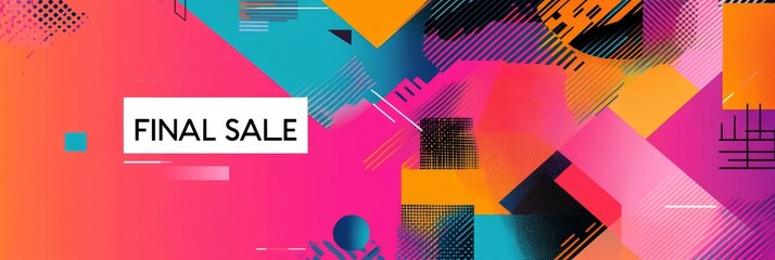 Dynamic final sale banner with geometric patterns and bold colors for promotional event