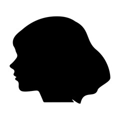 Silhouette of a female head on a transparent background
