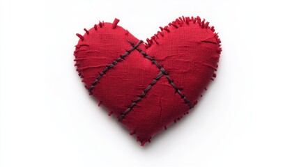 A broken heart being stitched back together, symbolizing recovery from sadness, vector art, isolated on white background