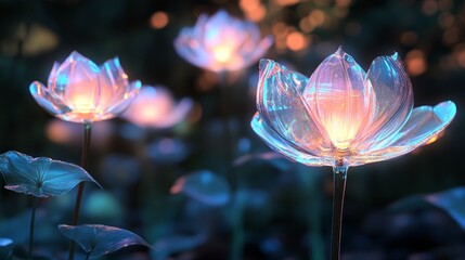 ## Immersive Garden: Glowing 3D Flowers & Glassmorphism Leaves