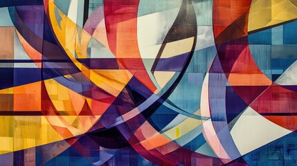 Fototapeta premium A dynamic abstract pattern of intersecting lines and shapes, in bold colors, creating a sense of energy and movement