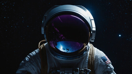 Astronaut at spacewalk. Cosmic art, science fiction wallpaper. Beauty of deep space. Billions of galaxies in the universe.