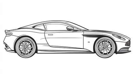 A sleek, black and white illustration of a sports car, showcasing its sharp lines and powerful design.