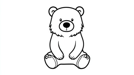 A cute cartoon bear sitting with its paws crossed, ready for coloring.