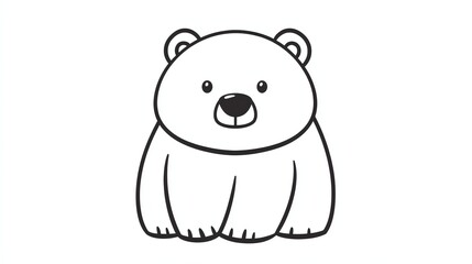 A cute cartoon polar bear with big eyes and a friendly smile. Perfect for children's books, illustrations, and designs.