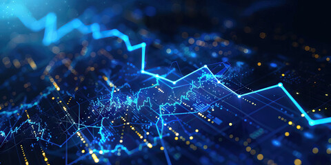 Fototapeta premium Market Graphs Abstracts: Blue Trendline Rise