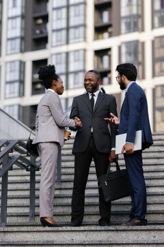 Employee introducing new business partner to boss