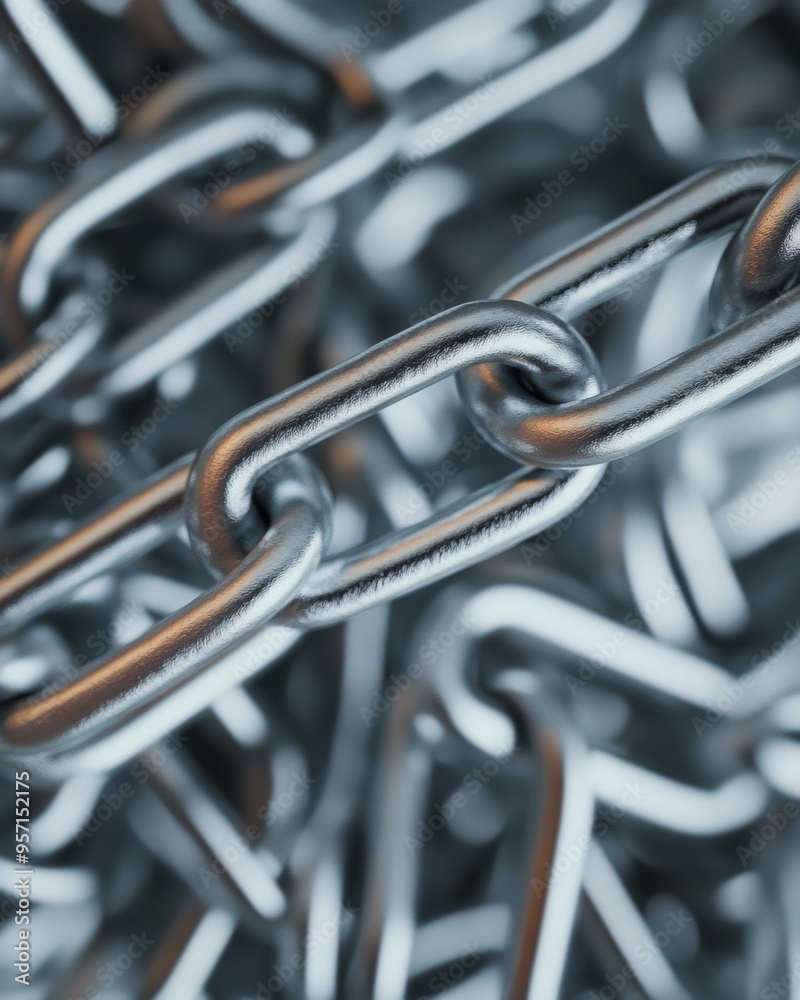 Poster Aerial View of Symmetrical Silver Chains Creating Intricate Geometric Patterns with Monochromatic and Textured Backgrounds