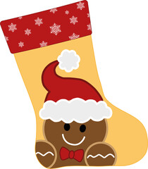 Christmas stocking flat vector illustration