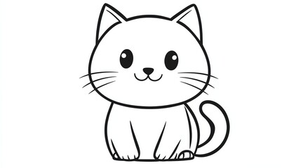 Obraz premium A cute cartoon cat with big eyes and a sweet smile. Perfect for children's books, greeting cards, and other projects.