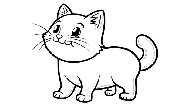 A cute cartoon cat with big eyes and a playful expression.