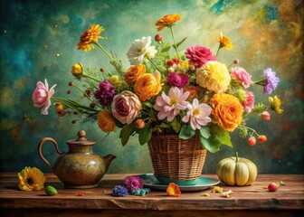 Obraz premium whimsical floral still life watercolor style