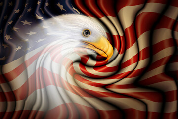American Eagle Head on the United States Flag