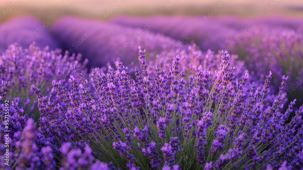 Wall mural A lavender field in bloom, symbolizing serenity and calm, perfect for wellness and relaxation promotions --ar 16:9 --v 6.1 Job ID: 12a81ef3-a544-4ee2-a869-2fd6a065c4ff