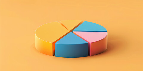 Obraz premium A pie chart showing the percentage of investments in various sectors, with color-coded sections for each sector. Orange background.