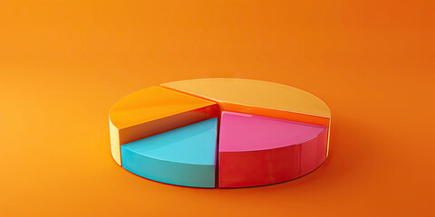 Obraz premium A pie chart showing the percentage of investments in various sectors, with color-coded sections for each sector. Orange background.