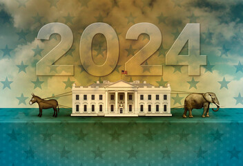 2024 Donkey and Elephant Tug of War for the White House