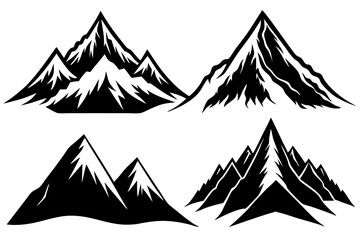 4 difference type of mountain silhouette vector,icon illustration on white background.