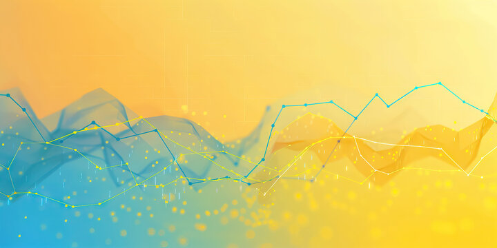 A scatter plot showing the correlation between two factors, such as employee satisfaction and company performance, on a yellow and blue gradient background.