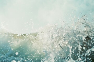 Capturing the essence of the sea, water splashes dynamically in a burst of energy and motion, illuminated by soft sunlight.
