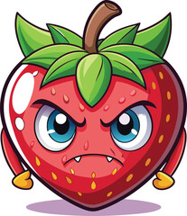 Fototapeta premium Cute Cartoon isolated Strawberry | with a sunglass & Christmas hat and siting on Easter egg