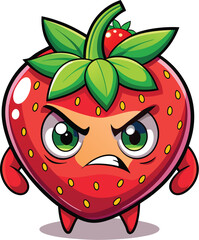 Obraz premium Cute Cartoon isolated Strawberry | with a sunglass & Christmas hat and siting on Easter egg