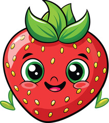 Obraz premium Cute Cartoon isolated Strawberry | with a sunglass & Christmas hat and siting on Easter egg