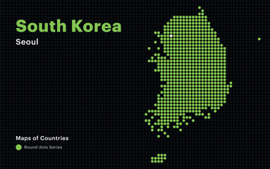 Fototapeta premium Creative Dotted Map of South Korea with capital Seoul. Round dots