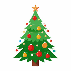 Christmas decorated tree vector illustration on white background