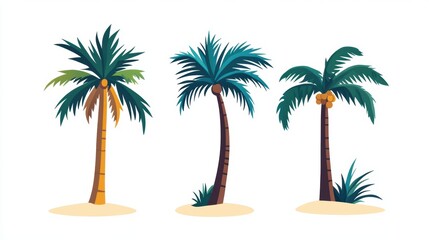 Fototapeta premium Vector illustration of coconut tree with leaf closeup view