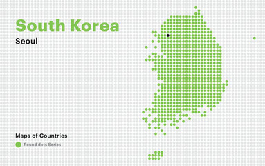 Fototapeta premium Creative Dotted Map of South Korea with capital Seoul. Round dots