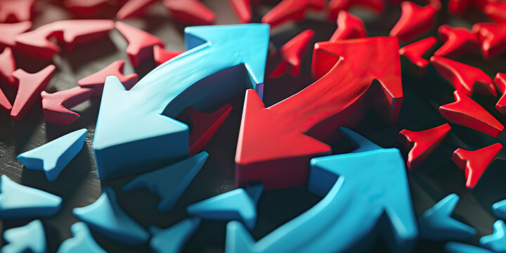 Interest Rate Fluctuations: Red & Blue Up & Down Arrows