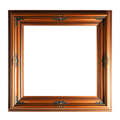 Copper frame in baroque style isolated on transparent background
