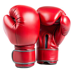Red boxing gloves isolated on transparent background