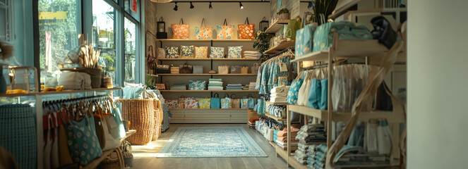 Chic Emporium: A Collection of Home Goods, Bags, and Accessories for Sale in a Stylish Boutique Interior