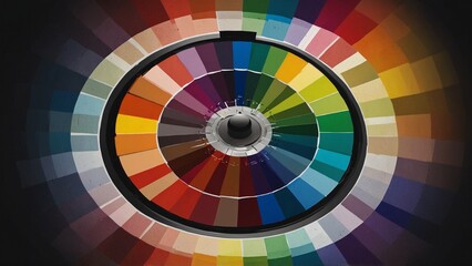 Color wheel featuring diverse hues arranged in a circular pattern.