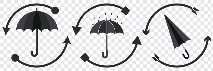 umbrella icon on transparent background. Fragile or packaging symbol. Vector illustration. EPS 10.