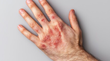 Hand displaying numerous blisters, highlighting the effects of a skin-related health issue or infectious disease